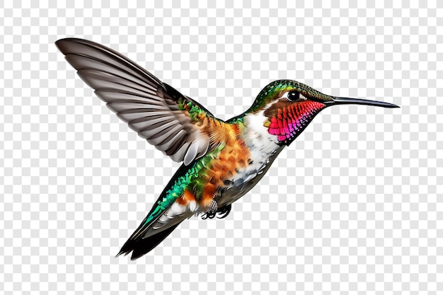 El colibrí volador png aislado en un fondo transparente