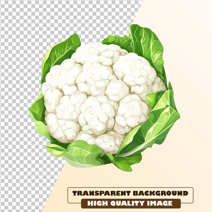 PSD la coliflor sobre un fondo transparente