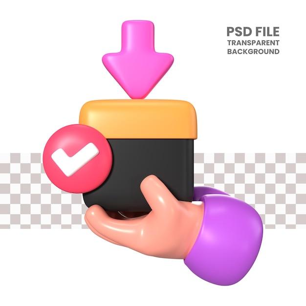 PSD colis reçu icône d'illustration 3d