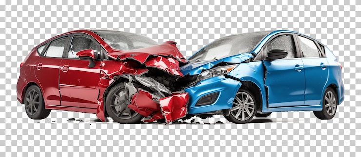 PSD colisão de acidente de carro isolada em fundo transparente png