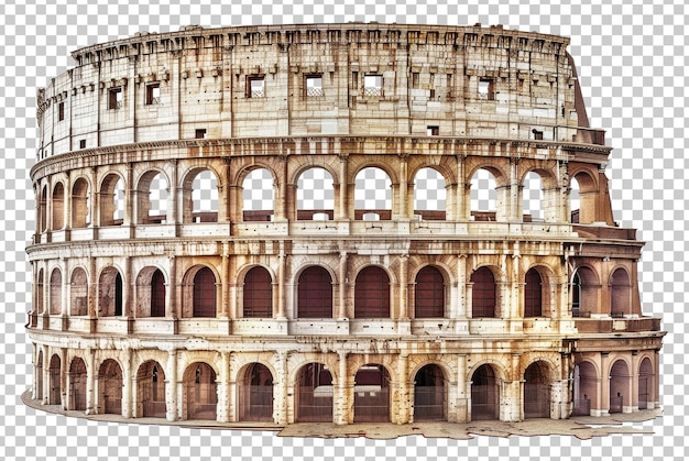 Coliseu romano histórico exibindo arquitetura antiga isolada em fundo transparente