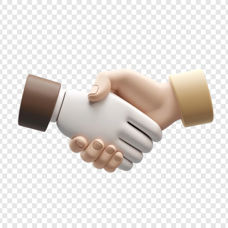 PSD collaboration entre l'homme et l'ia un rendu 3d d'une poignée de main symbolisant le partenariat et l'avancement technologique dans les affaires et l'innovation