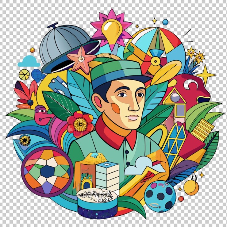PSD collage art transparent background