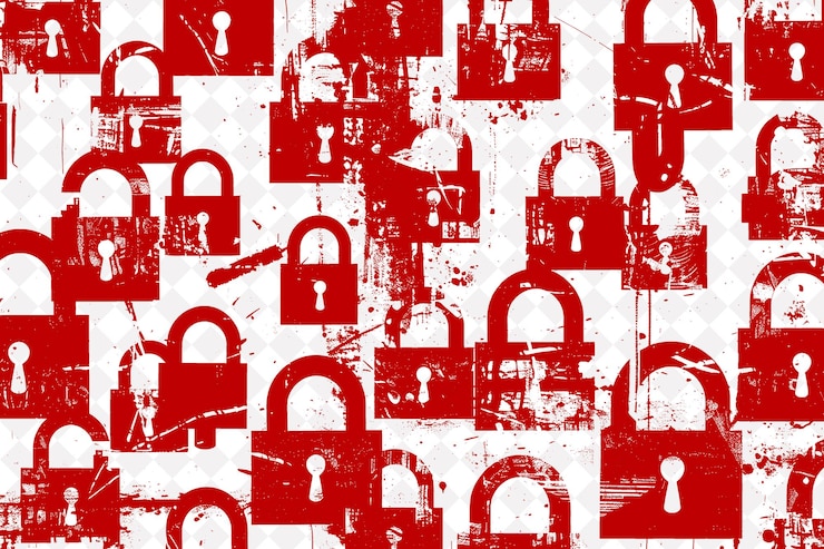 PSD un collage de cerraduras y un fondo rojo