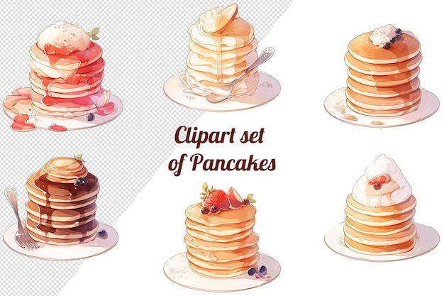 PSD un collage de crêpes avec le titre clipart ensemble de crêpes.