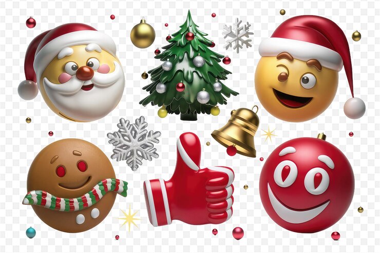 PSD un collage de decoraciones navideñas incluyendo santa santa y santa