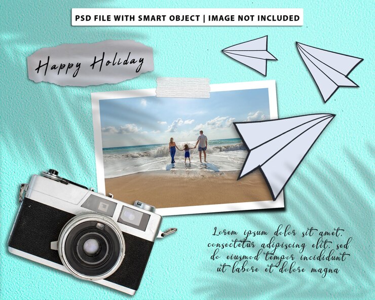 collage di foto di famiglia vacanze creative premium psd