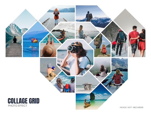 PSD collage grid y photo collage effect mockup