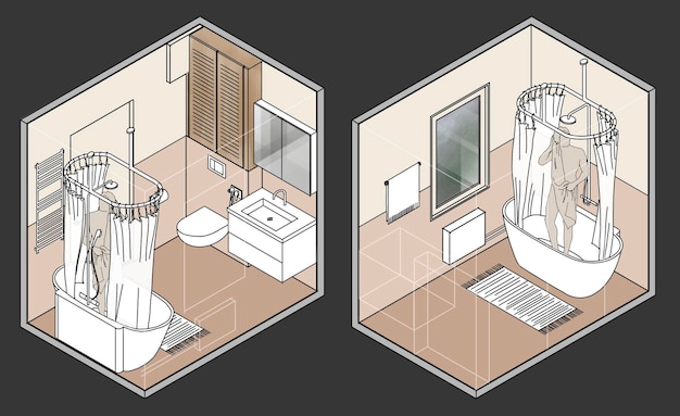 Collage isometrico per bagno