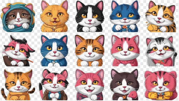 PSD a collage of cats with different colored faces and a cat with a bow tie