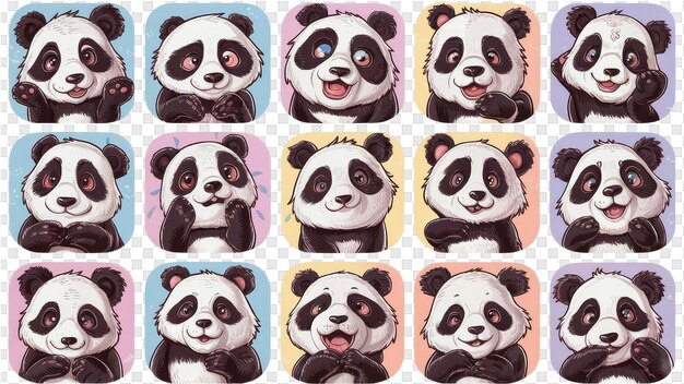 PSD a collage of pandas with different expressions