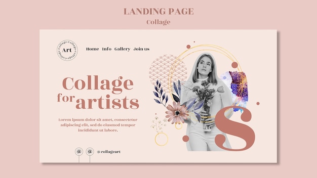 Collage per modello di pagina di destinazione degli artisti