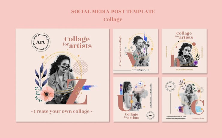PSD collage para plantilla de publicación de redes sociales de artistas