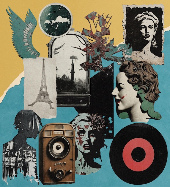 El collage de PSD es un elemento estético del arte.