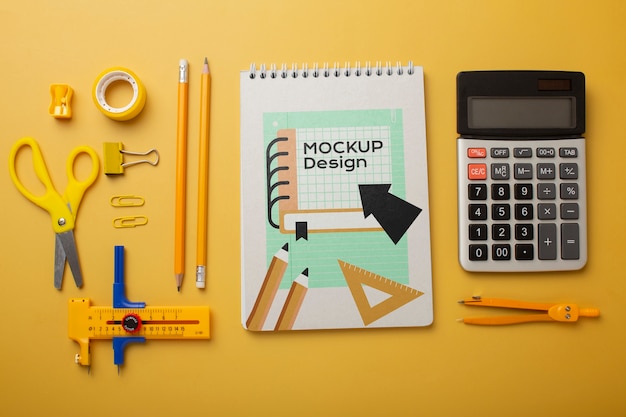 Collage- und Schulgegenstandsmockup-Design