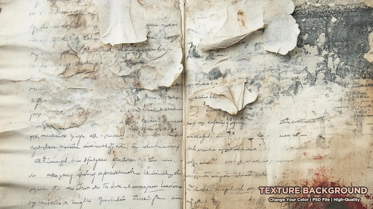 PSD collaje procesado de una antigua hoja de pergamino de textura de papel envejecido marrón