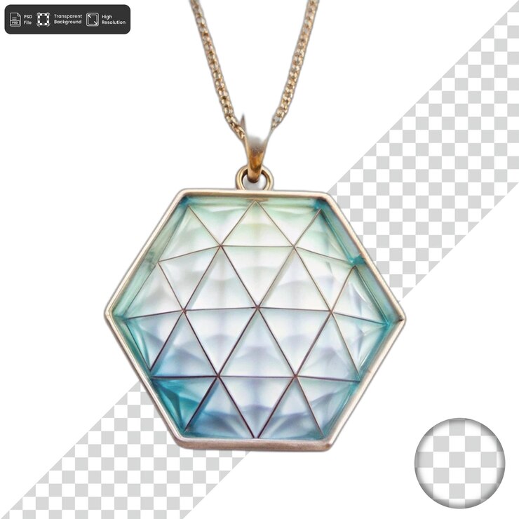PSD collar de colgante hexagonal con patrón geométrico