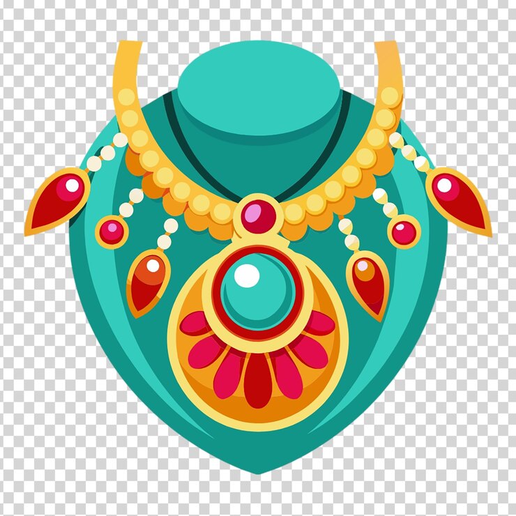 PSD un collar de colores con varias gemas y cuentas en un fondo transparente