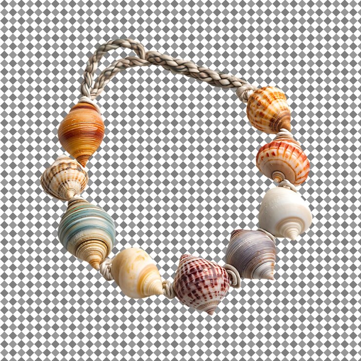 PSD collar de conchas de mar sobre un fondo transparente