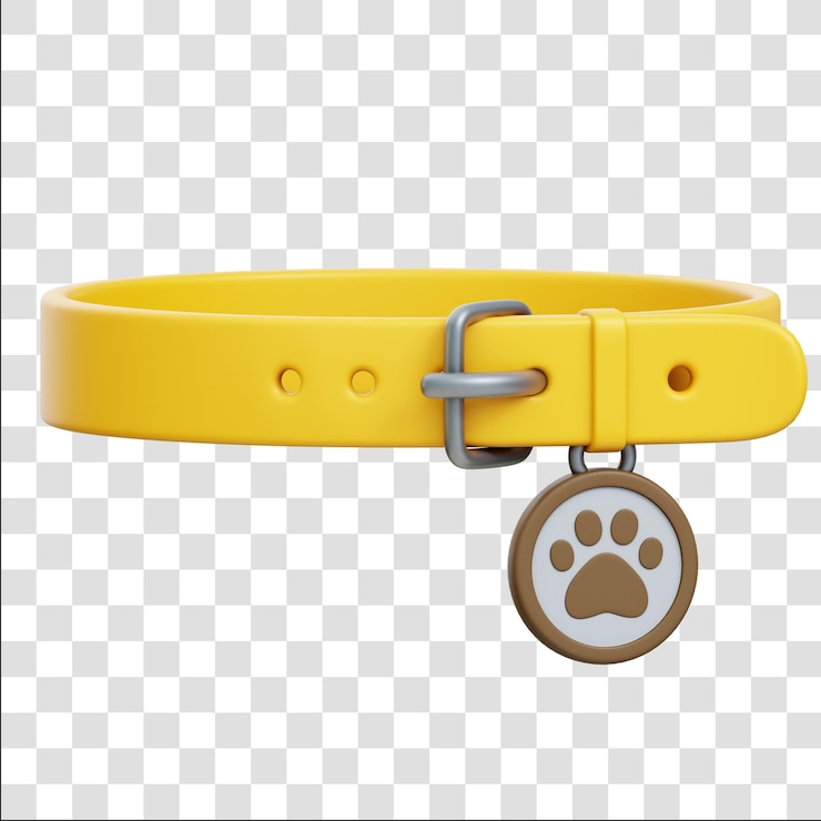 PSD collar de mascotas con icono de renderización 3d y fondo transparente aislado
