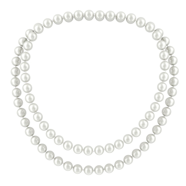 Collar de perlas de doble cuerda Collar de Perlas blancas en 3D aislado sobre un fondo transparente