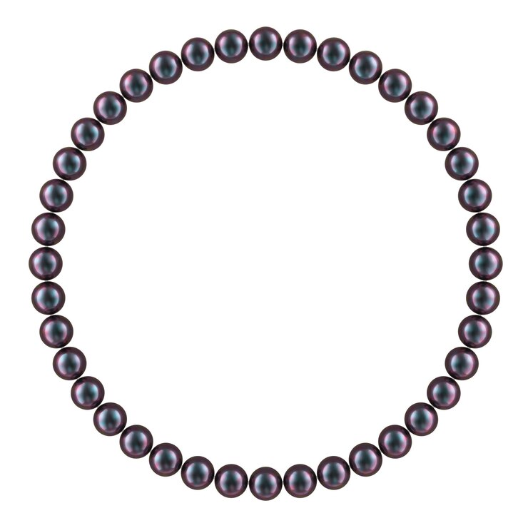 PSD collar de perlas negras rendering 3d de collar de perlas negras aislado sobre un fondo transparente
