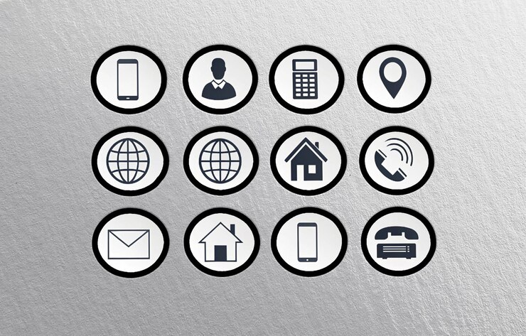 PSD collecte des icônes de contact et de communication