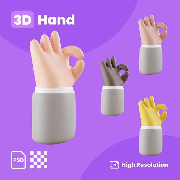 Collection 3d Avec Des Mains Faisant Un Joli Signe