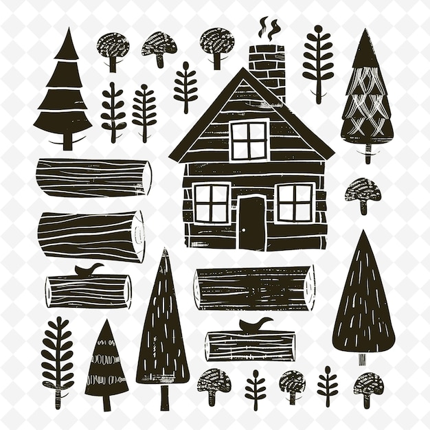 Une Collection D'arbres Et Une Maison Avec Une Maison à L'avant