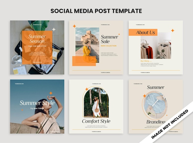 Collection de bannières de modèles de publication instagram de vente de mode de style d'été PSD