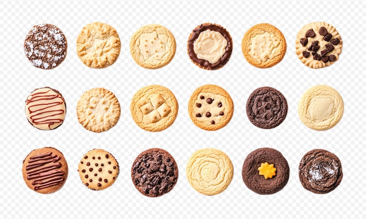 PSD collection de biscuits assortis isolés sur un fond blanc