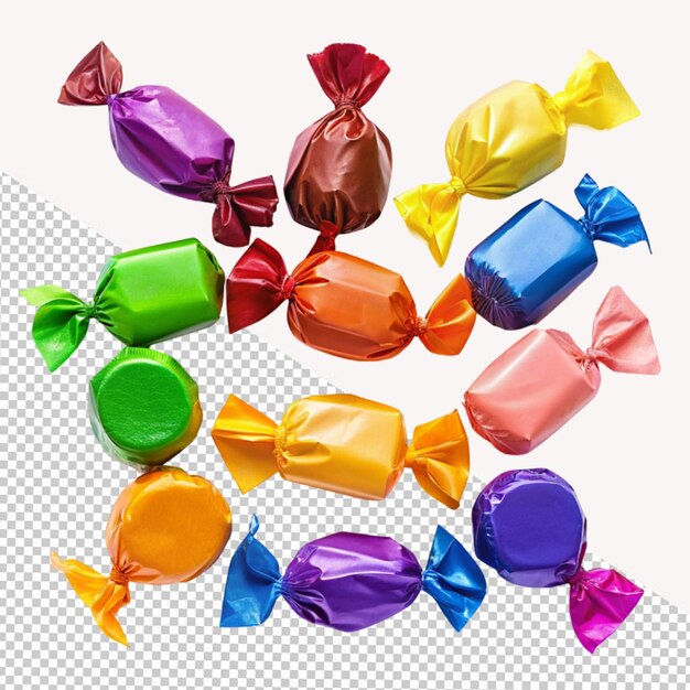 PSD collection de bonbons colorés sur un fond transparent