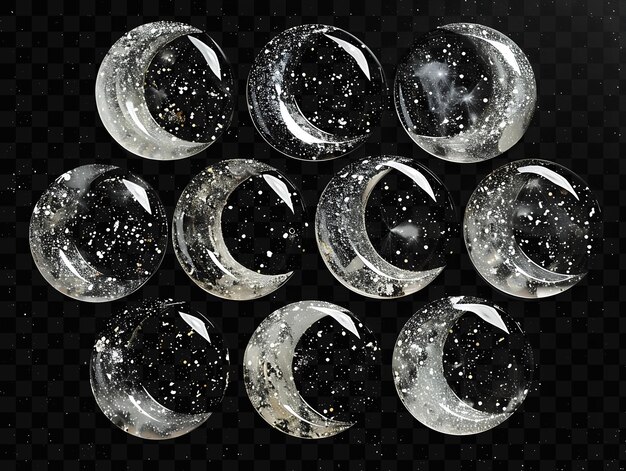 PSD une collection de boules de verre avec la lune en arrière-plan