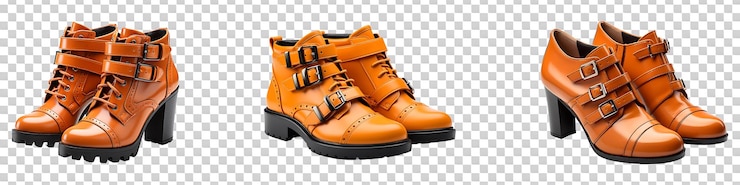 PSD collection de chaussures en cuir pour dames isolées sur un fond transparent