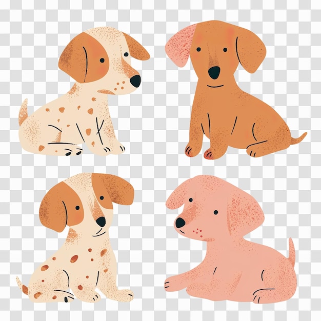 Une collection de chiots de dessins animés