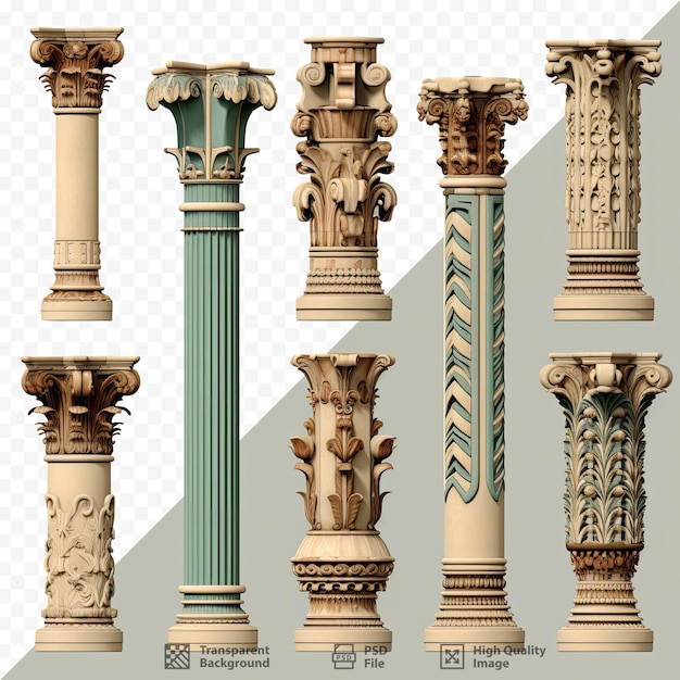 PSD une collection de colonnes avec le numéro 1 dessus
