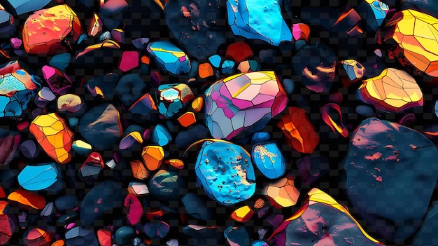 PSD une collection colorée de pierres précieuses est montrée dans cette image