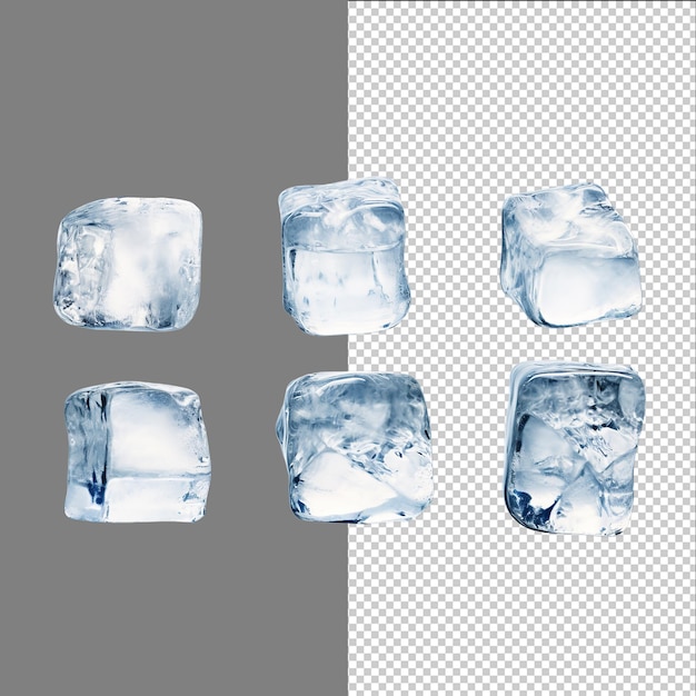 Collection De Cubes De Glace Isolés Sur Un Fond Transparent Png Psd