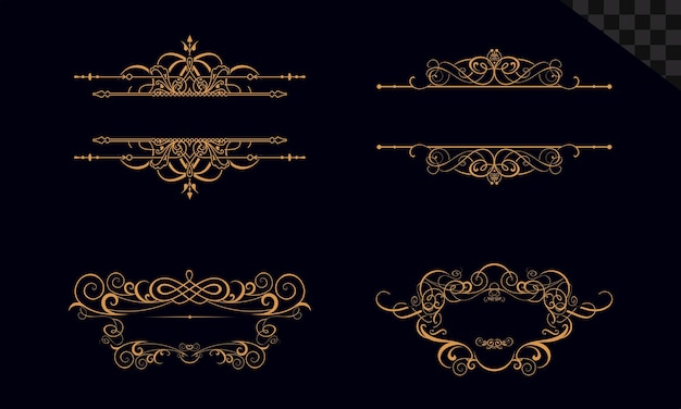 Collection de designs ornementaux de luxe sur fond transparent