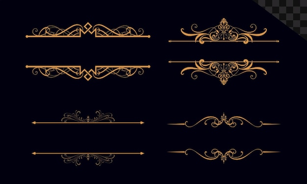 Collection de designs ornementaux de luxe sur fond transparent