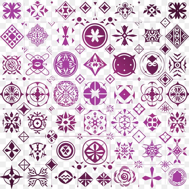 PSD une collection de dessins différents dont l'un avec l'autre pourpre et l'autre violet
