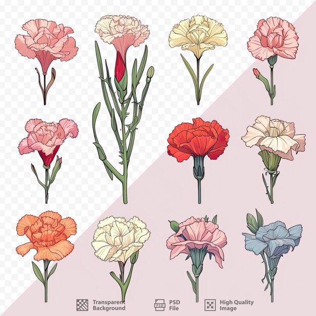 PSD une collection de différentes fleurs du jardin.