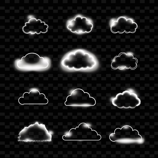 PSD une collection de différentes images de nuages et les mots différents