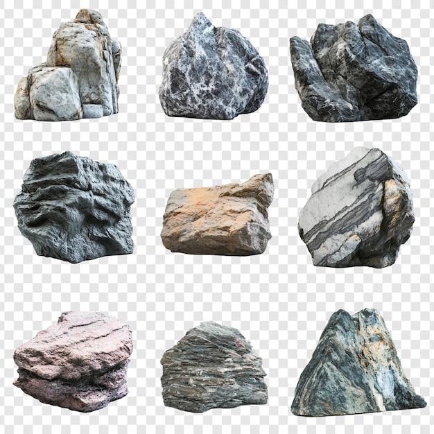 Une collection de différents types de roches