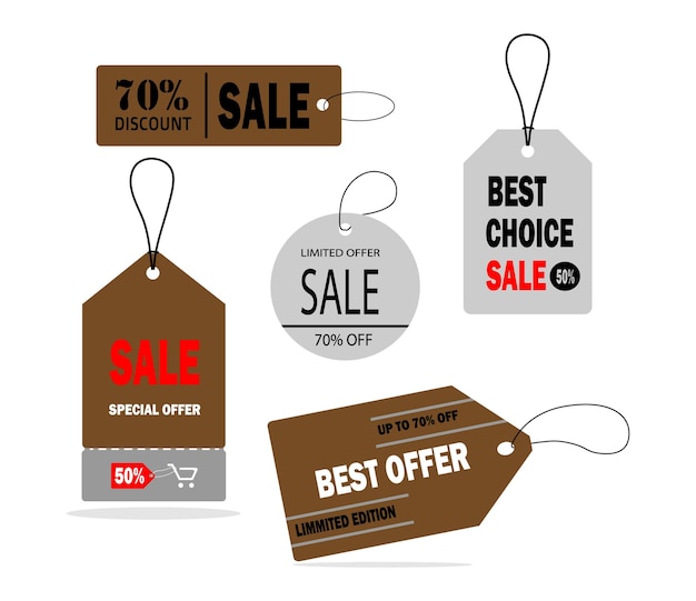 Collection de diverses étiquettes de vente pour les promotions
