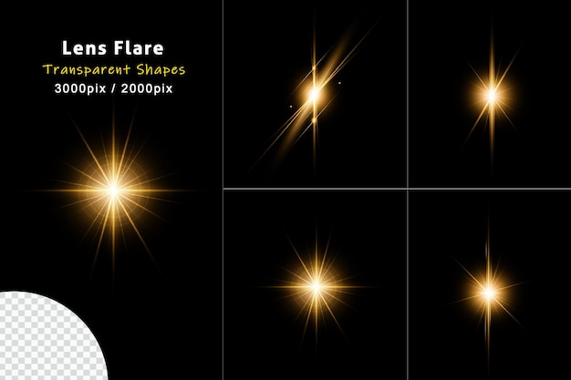 Collection d'effets de lumière flare en or brillant