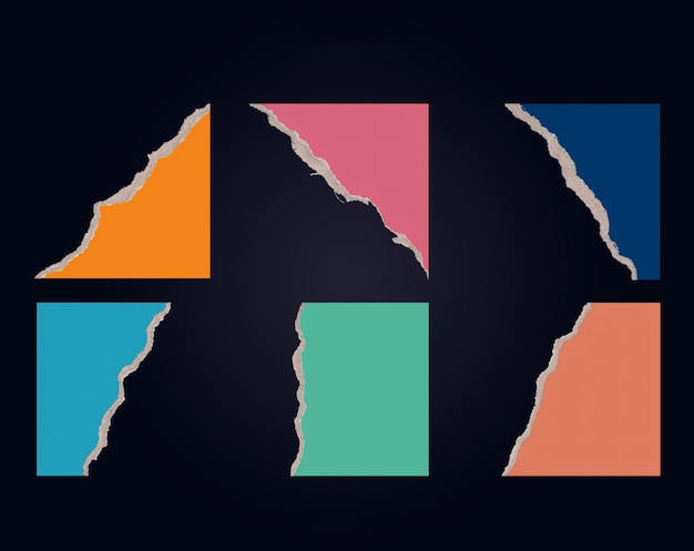 Collection d'éléments de papier déchirés colorés pour des projets de conception