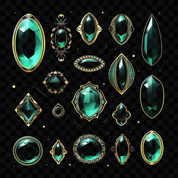 Une Collection D'émeraudes Et De Diamants Sur Un Fond Noir