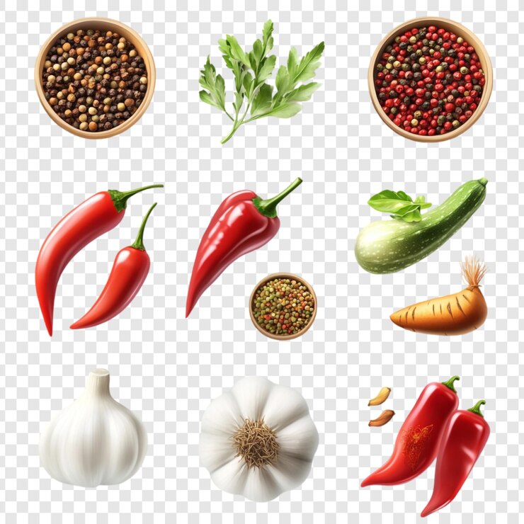 PSD une collection d'épices et de légumes vibrants un délice culinaire