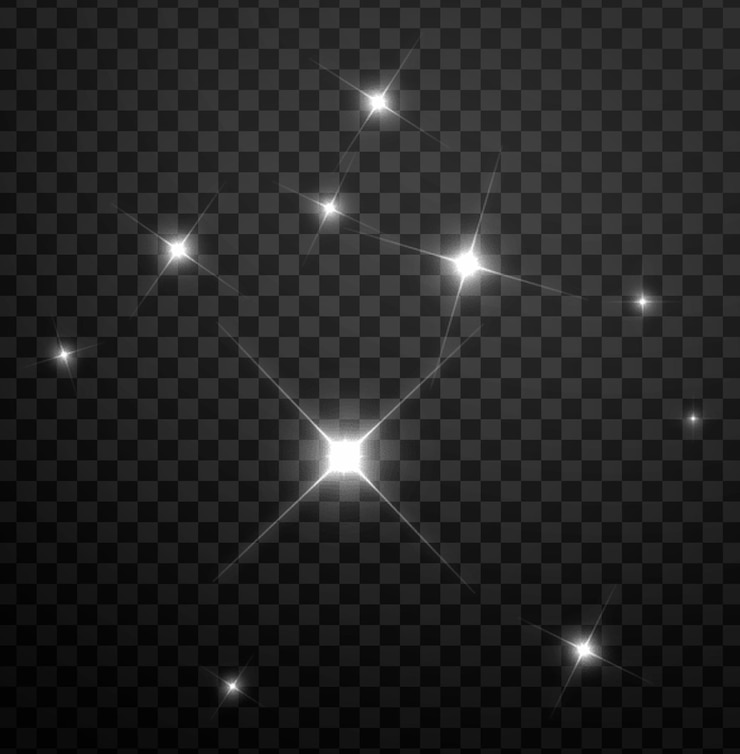 PSD collection d'étoiles scintillantes réalistes sur un fond transparent